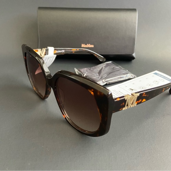 NWT Max Mara 58mm Oversized Gradient Sunglasses DARK HAVANA - Picture 6 of 10